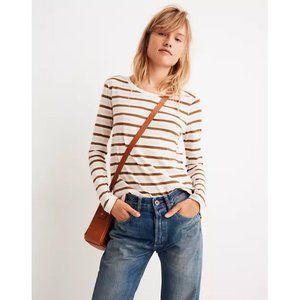 Madewell Whisper Cotton Long-Sleeve Crewneck Tee in Myers Stripe XS
